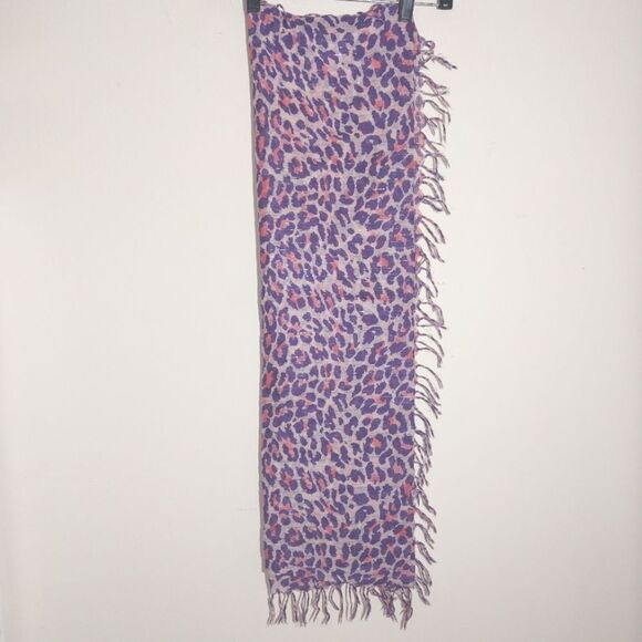 Rapsodia Women's Linen Blend Metallic Scarf Shawl Wrap Headscarf Animal Print - Picture 1 of 6